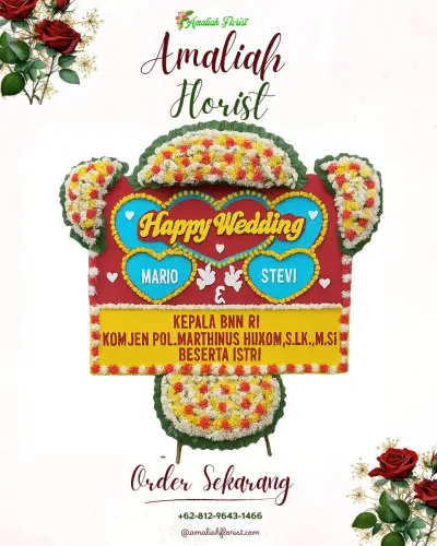 Karangan Papan Bunga Pernikahan di Monggonao